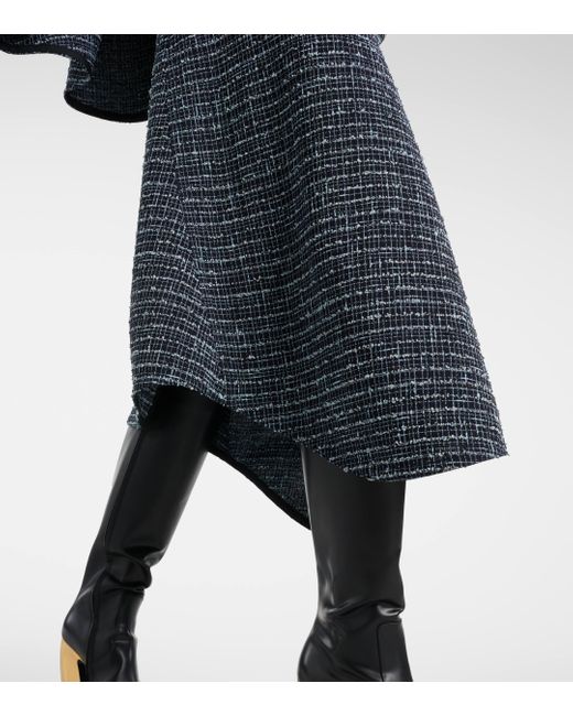 Bottega Veneta Blue Asymmetric Tweed Midi Skirt