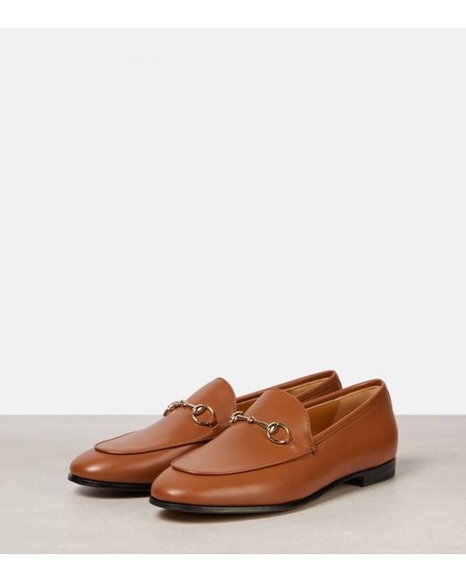 Gucci Brown Jordaan Horsebit Leather Loafers
