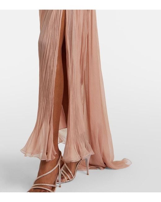 Maria Lucia Hohan Pink Ananda Pleated Silk Muslin Bustier Gown