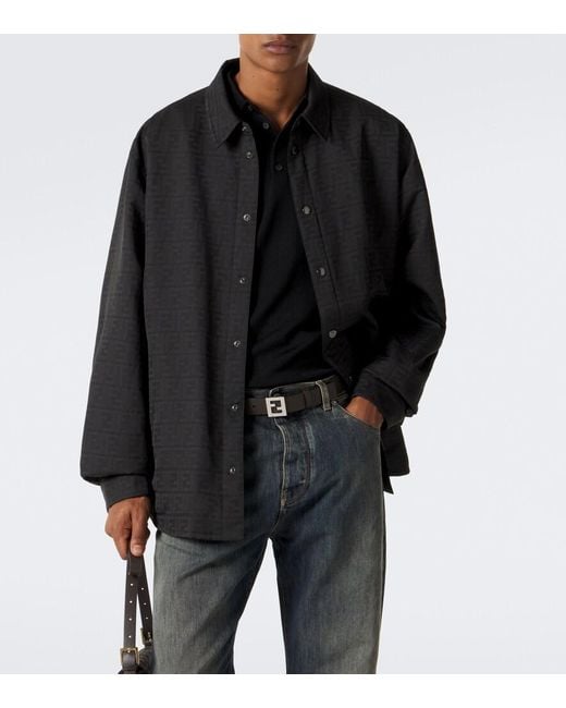 Fendi Black Ff Zucca Jacquard Overshirt for men