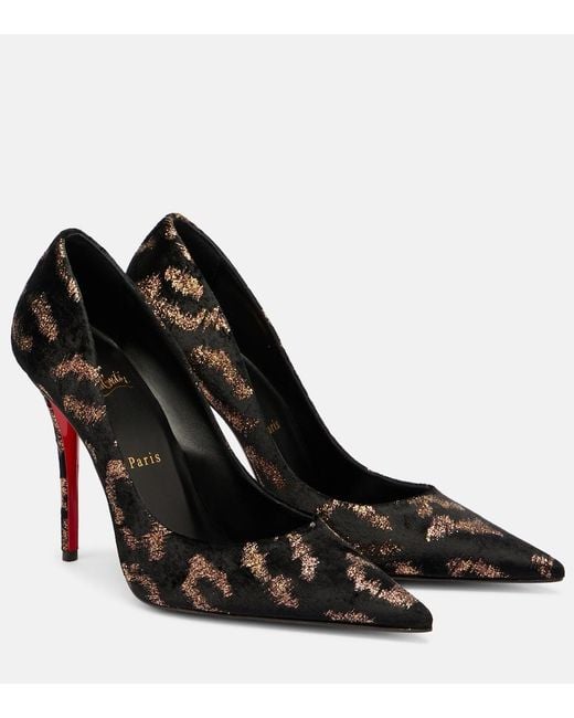 Christian Louboutin Black Miss Z Leopard-Print Velvet Pumps