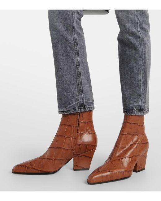 Paris Texas Brown Jane Croc-Effect Leather Knee-High Boots