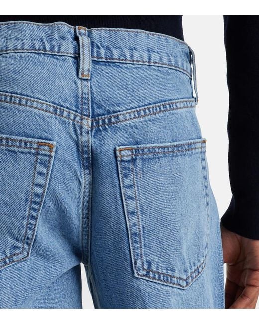 FRAME Blue Mid-Rise Barrel Jeans Low Slung