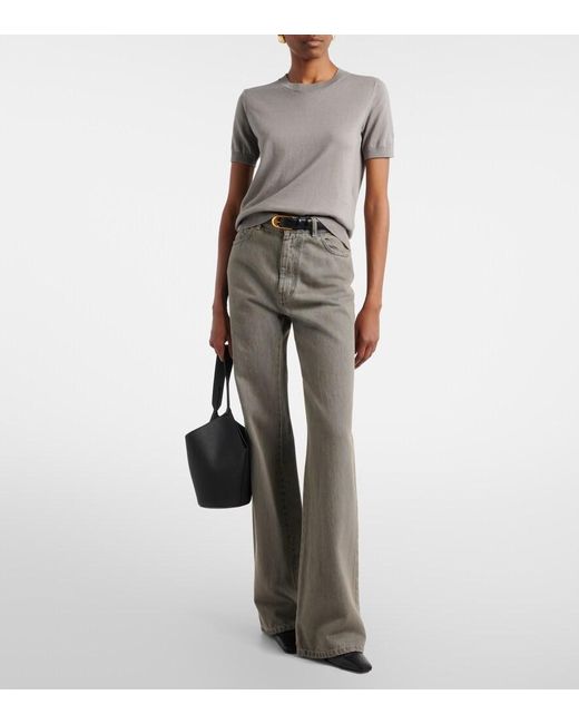 Max Mara Gray Cotton, Silk, And Cashmere Top