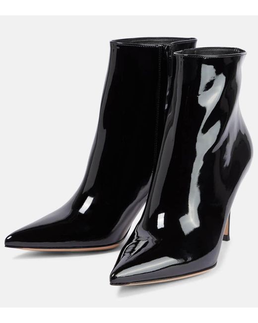Gianvito Rossi Black Patent Leather Ankle Boots