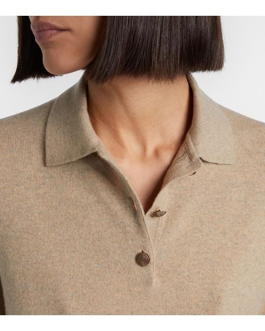 Loro Piana Natural Classic Cashmere Polo Sweater