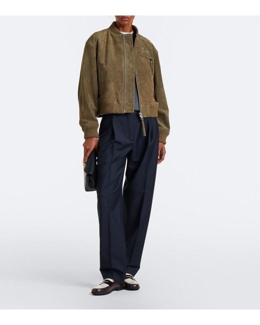 Arma Green Elysia Suede Bomber Jacket