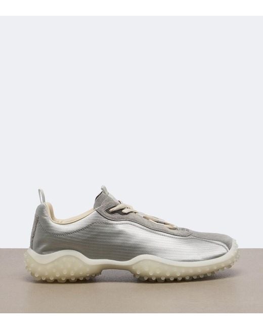Miu Miu White Bubble Suede-Trimmed Sneakers