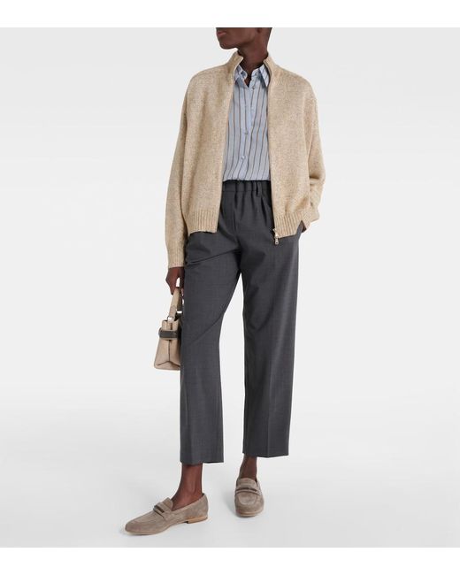 Brunello Cucinelli Natural Zip-Up Cardigan