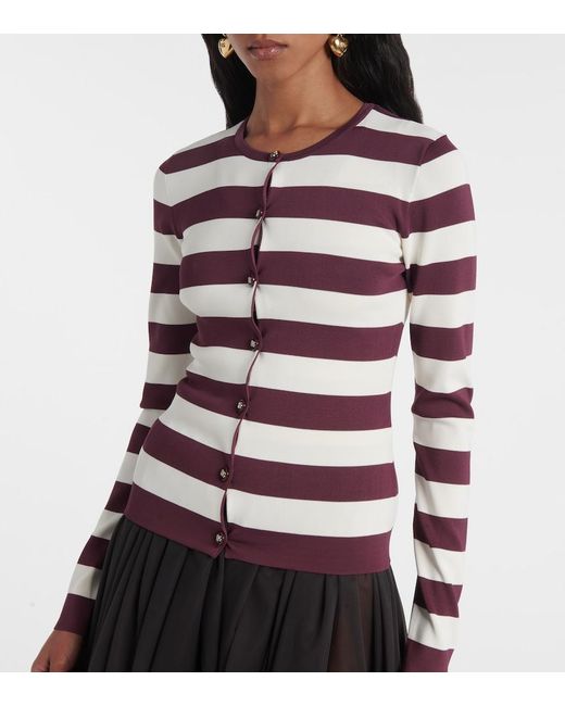 Dolce & Gabbana White Striped Crew-Neck Viscose Cardigan