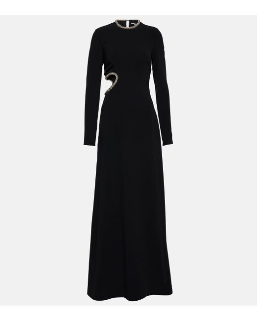Stella McCartney Black Rhinestone-detailed Cut-out Gown