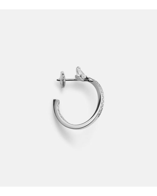 Repossi White Serti Sur Vide 18Kt Single Hoop Earring With Diamonds