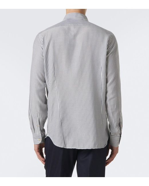 Eleventy Gray Striped Twill Shirt for men