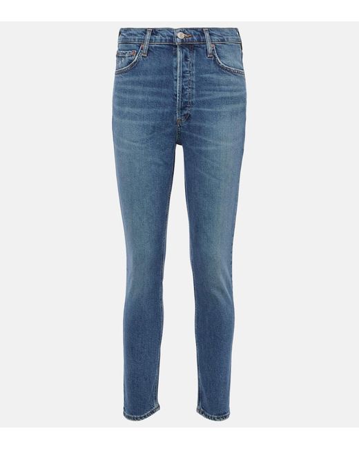 Agolde Blue High-Rise Skinny Jeans Nico