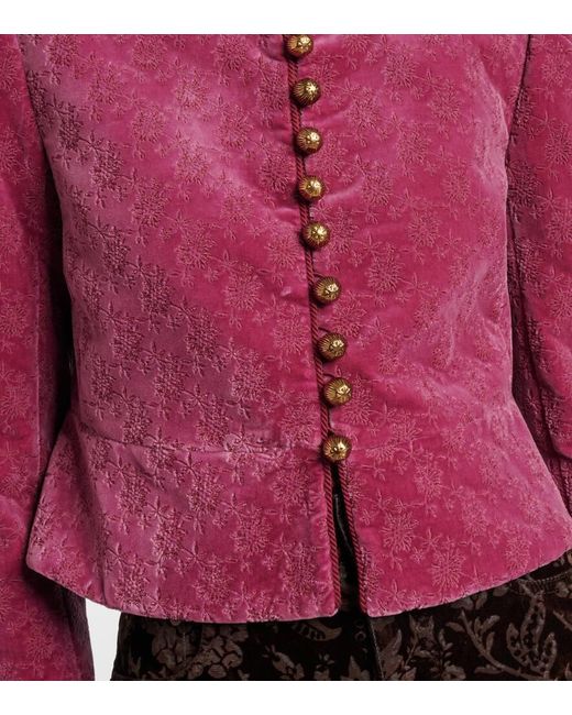 Veste Raccourcie En Velours De Coton A Fleurs Chloé en coloris Red