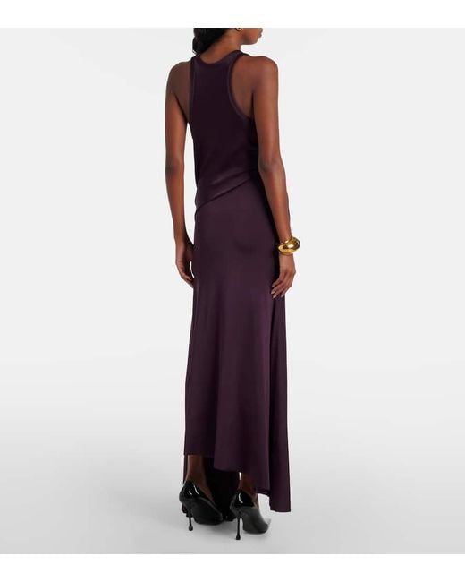 Victoria Beckham Purple Cutout Draped Jersey Midi Dress