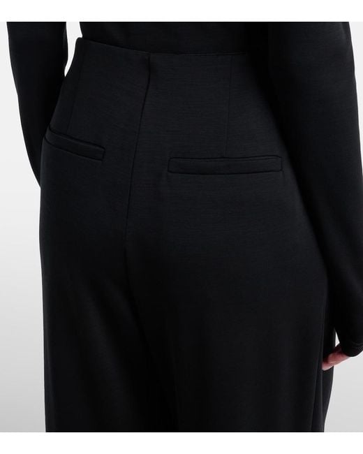 Max Mara Black Cocco Virgin Wool Jersey Wide-Leg Pants