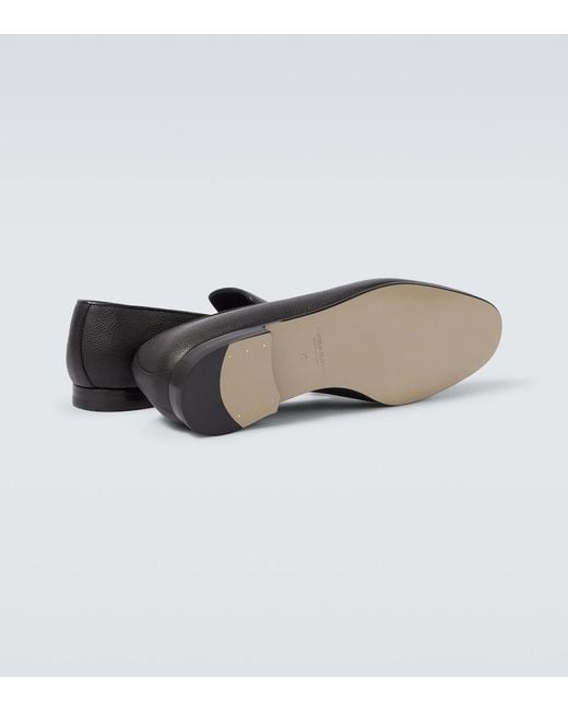 Manolo Blahnik Black Leather Loafers for men