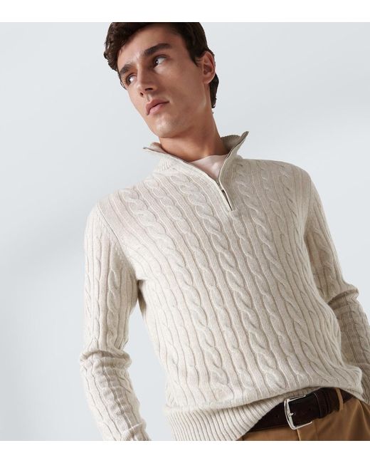 Loro Piana Natural Mezzocollo Treccia Cashmere Sweater for men