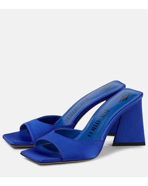 The Attico Blue Mini Devon 85 Satin Mules