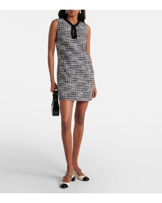 Self-Portrait Black Embellished Boucle Minidress