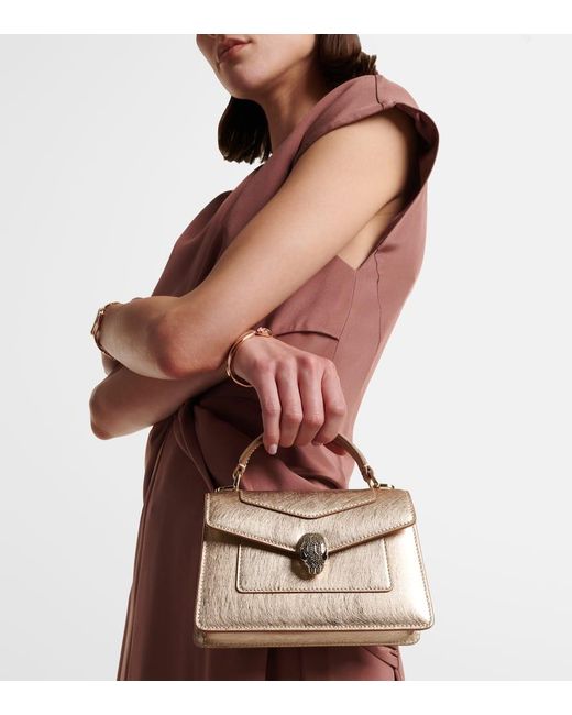 BVLGARI Natural Tote Serpenti Forever Mini Aus Metallic-Leder