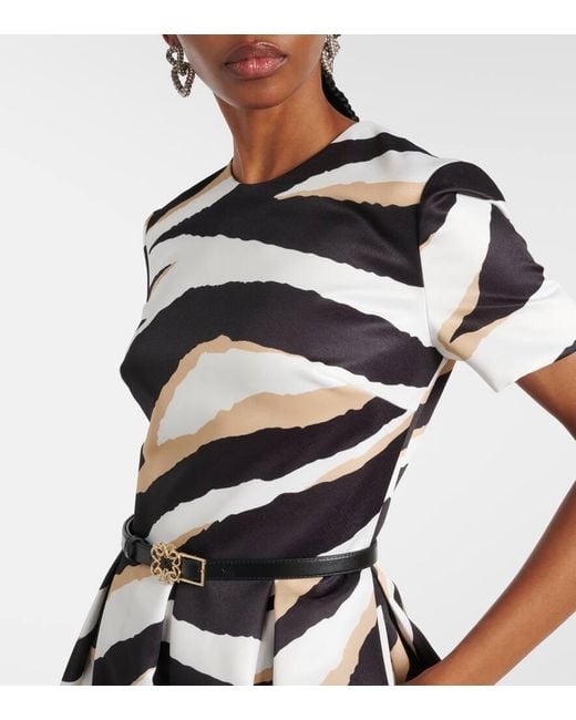 Elie Saab Black Printed Silk-Blend Midi Dress