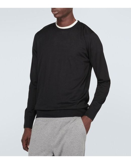 Loro Piana Black Knitted Virgin Wool Top for men