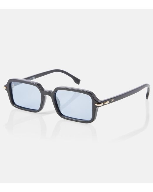 Fendi Blue Eckige Sonnenbrille Selleria