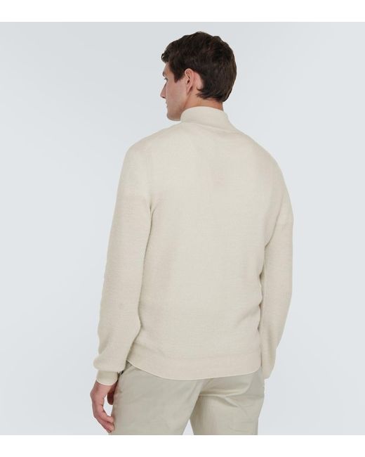 Jersey con cremallera de cachemir, lana y seda Brioni de hombre de color White