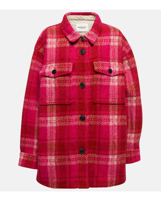 Isabel Marant Red Harveli Plaid Wool-blend Jacket