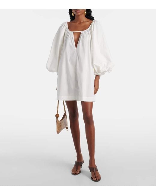 Adriana Degreas White Minikleid Aus Einem Baumwollgemisch