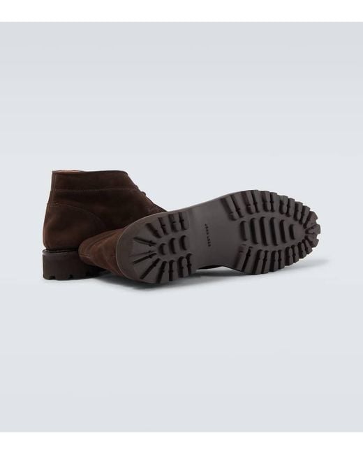 John Lobb Brown Suede Desert Boots for men