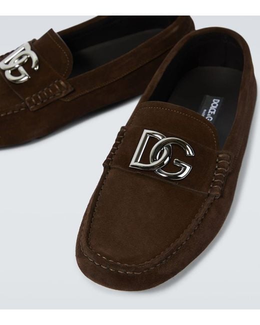 Dolce & Gabbana Loafers DG aus Veloursleder in Brown für Herren