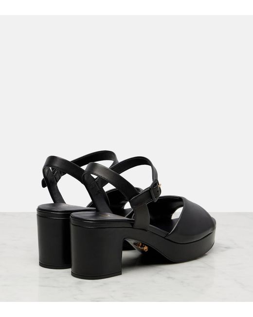 Prada Black Leather Platform Sandals