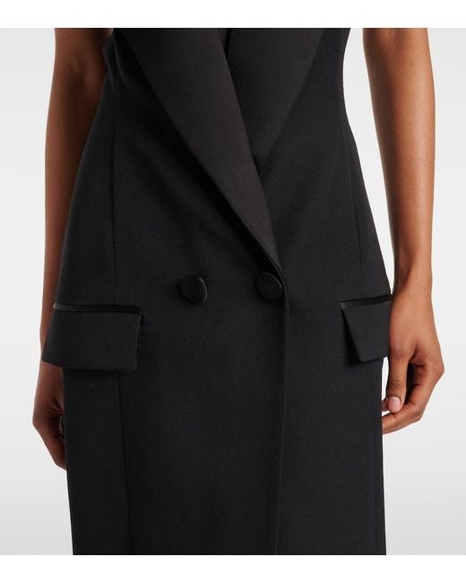 Balmain Black Wool Grain De Poudre Gown