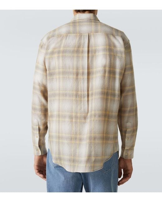 Auralee Natural Plaid Wool Shirt for men
