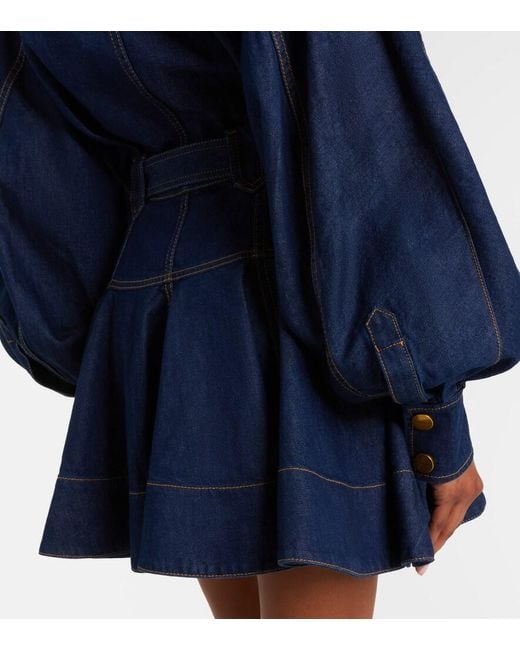 Zimmermann Blue Luna Belted Denim Minidress