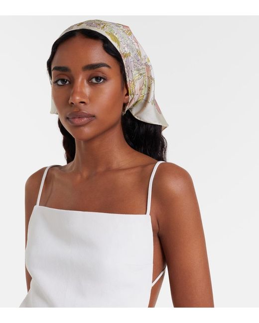 Calvin Klein Natural Lorelai Floral Silk Scarf