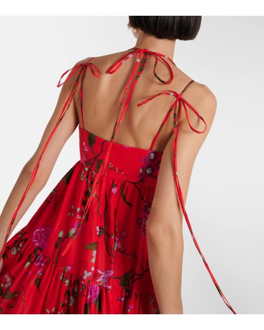Erdem Red Floral Cotton-blend Maxi Dress