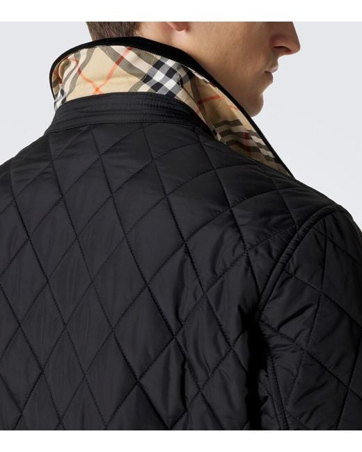 Burberry Black Haddington Quilted Corduroy-Trimmed Jacket for men