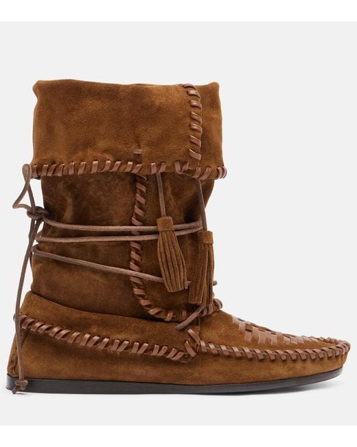 Isabel Marant Brown Ankle Boots Winki Aus Veloursleder