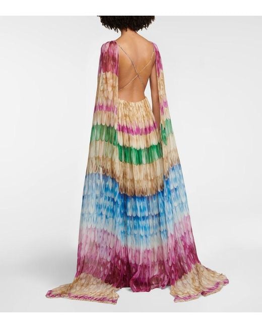 Valentino White Silk V-neck Maxi Gown