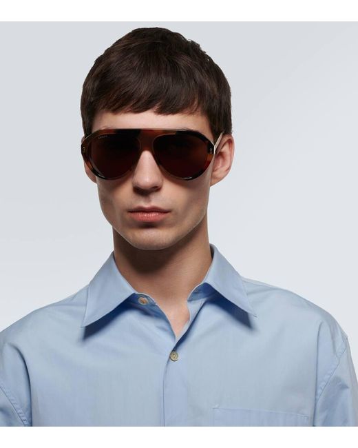 Gucci Brown Aviator Sunglasses for men