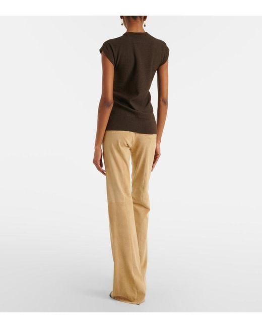 Stouls Natural Gege Suede Flared Pants
