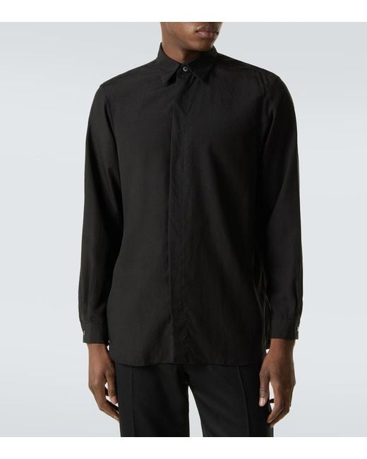 Lardini Black Tencel And Linen Shirt for men