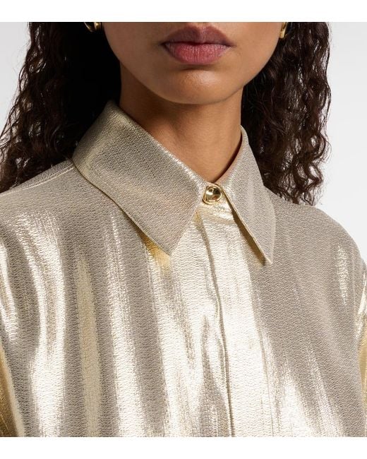 Joseph Natural Capri Silk-Blend Lame Blouse