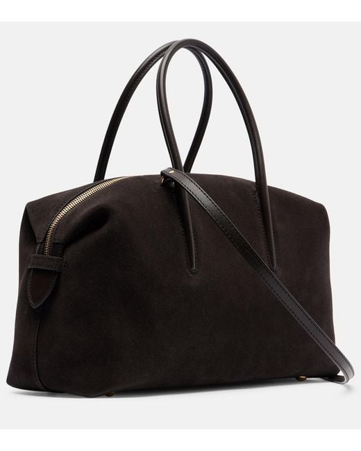 DeMellier London Black Stockholm Midi Suede Top-Handle Bag