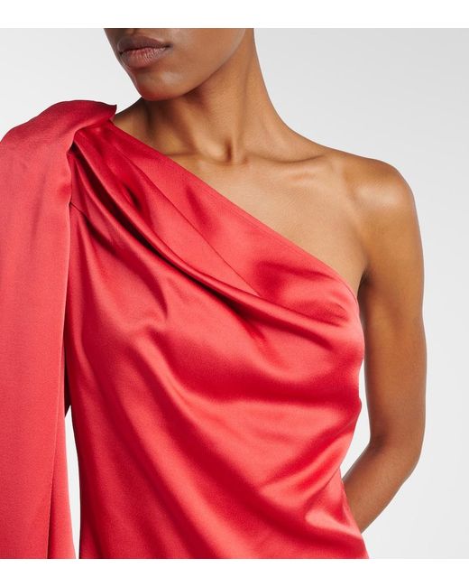 Stella McCartney Red One-Shoulder Satin Minidress