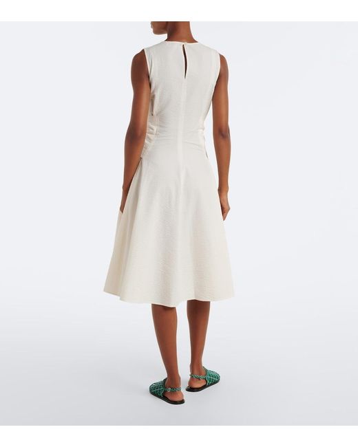 J.W. Anderson White Cotton Cloque Midi Dress